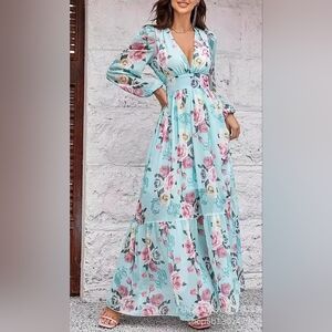 Floral Long Sleeve Maxi Dress